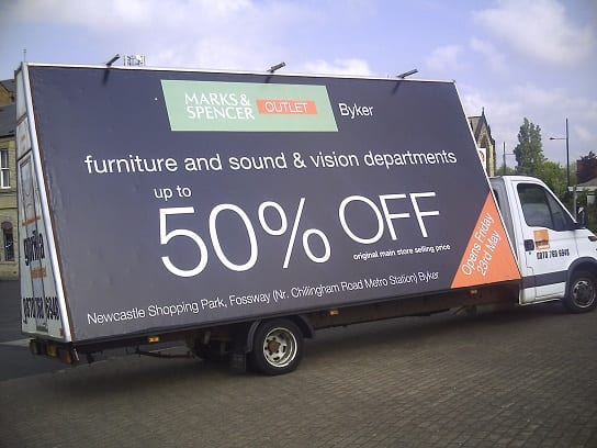 Mobile Billboard promoting M&S Newcastle