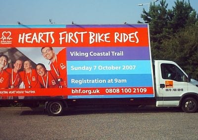 Poster Truck in York promoting British Heart Foundation Viking Coastal Trail