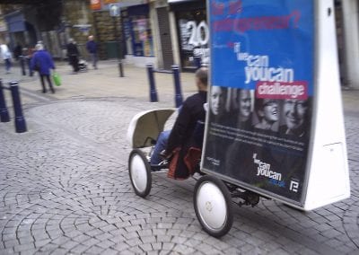 Ad Bike promoting business startups for Entrepreneurs Forum Teesside