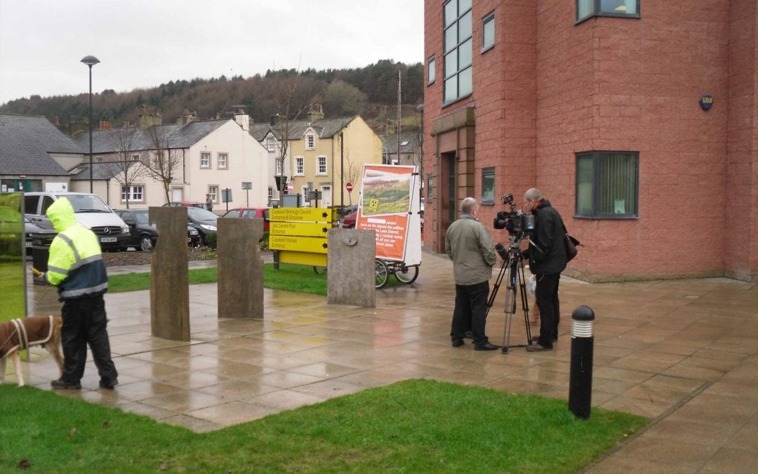 AdBike 38 Degrees Lobbying in Cumbria with TV film crew