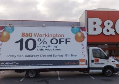 Advertising Van featuring B&Q Workington. Cumbria