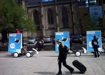 3 Advertising Bikes publicising Clas Ohlson in Leeds City Centre