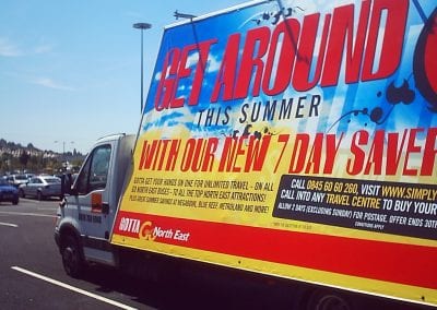 Advertising Van Go North East North Tyneside promoting summer saver ticket