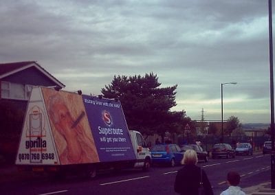 Gorilla AdVan promoting Nexus Metro Light Rail South Tyneside school run