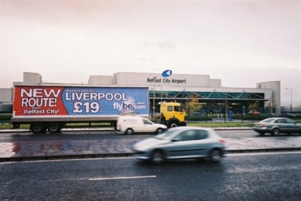 advertising trailer flybe belfast