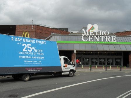 moving billboard house of fraser gateshead