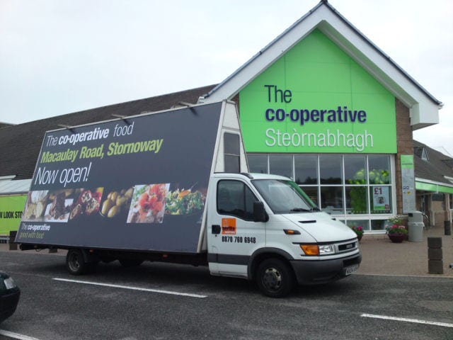 van advertising cooperative food stornoway